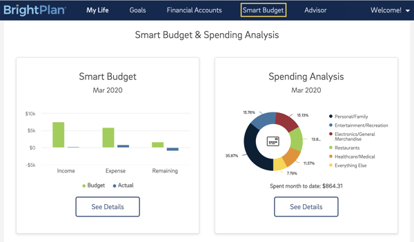 Image of the BrightPlan Smart Budget & Spending Analysis Update