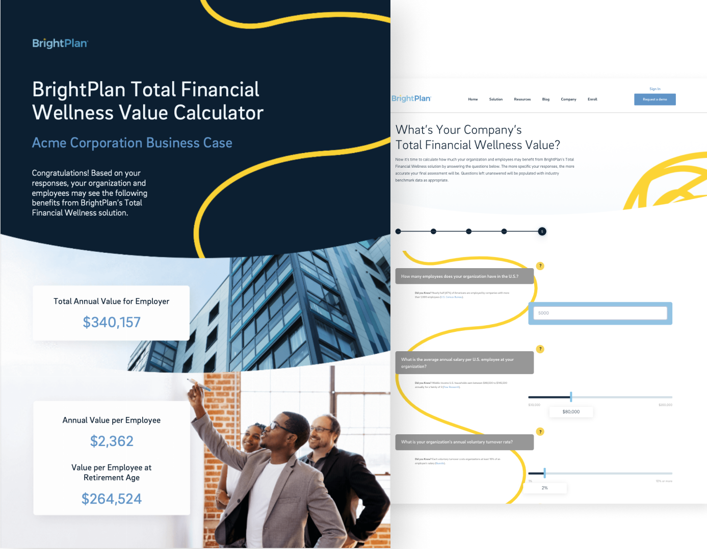 A screenshot of the total financial wellness value calculator